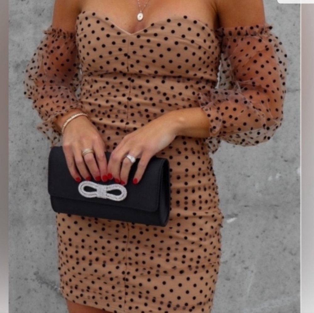 Vici Sheer Polka Dot Off-Shoulder Dress - Picture 4 of 5